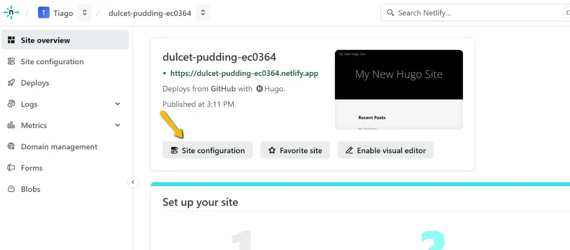Netlify - iniciando configuração Netlify - iniciando configuração