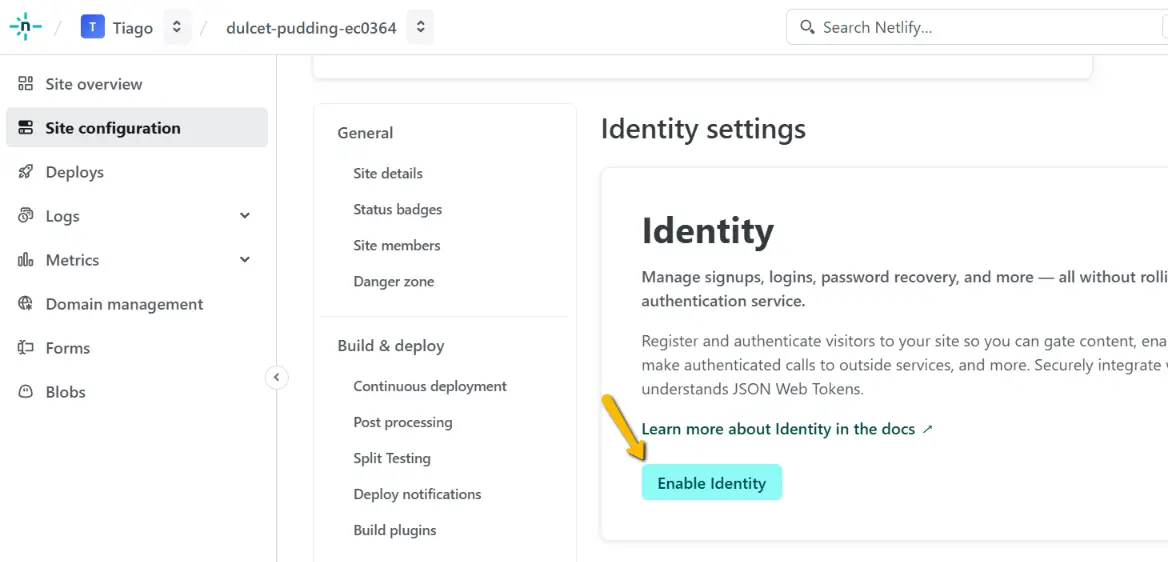Netlify - habilitando identity Netlify - habilitando identity